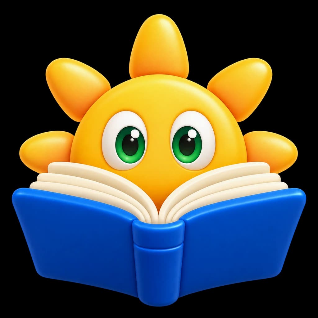 SunSharp’s friendly sun reading a book